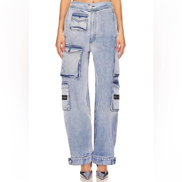 EB Denim Denim - EB Denim Light Wash Wide Leg Cargo Jeans
